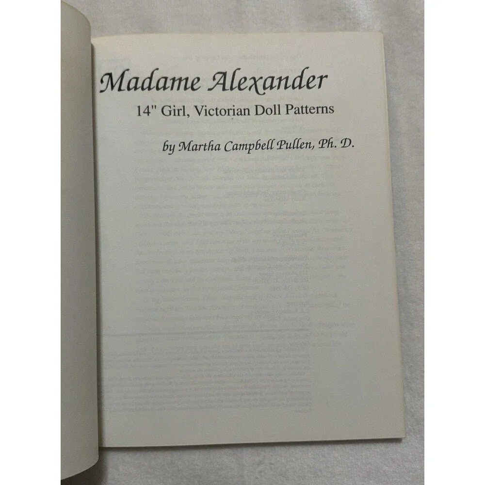Madame Alexander 14 inch Girl Victorian Doll Patterns Book Martha Pullen 1990